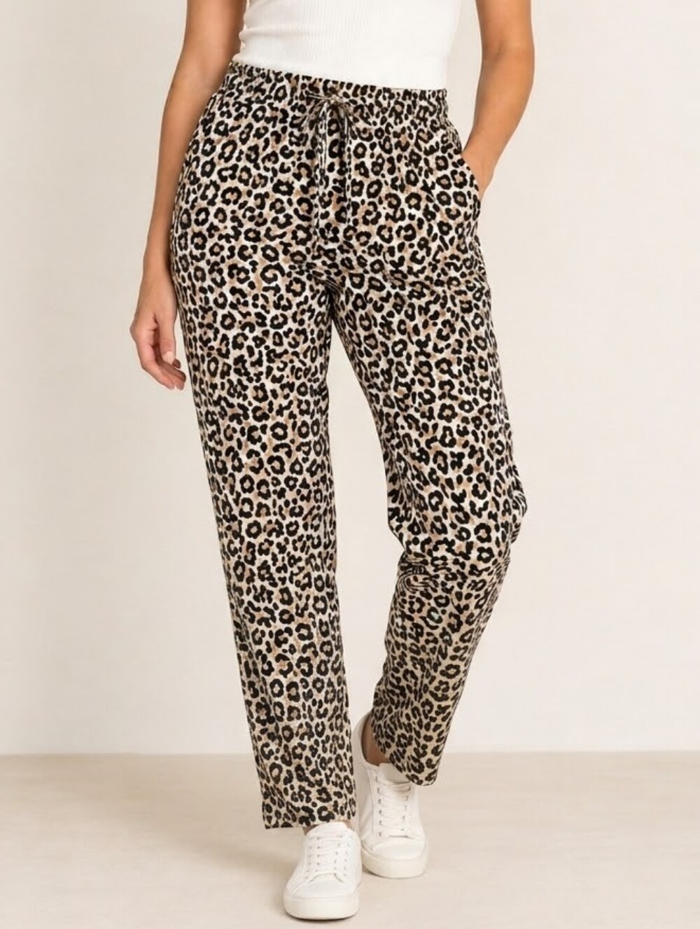 J.Crew Leopard Print Pants Linen Cotton Size 2 XS Women's Pockets Animal Print